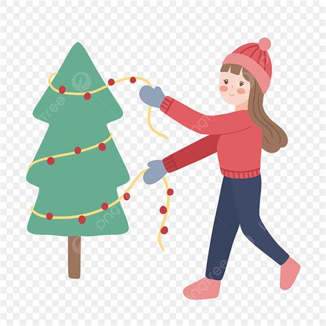 Hand Drawn Christmas Clipart Transparent Background Cute Girl