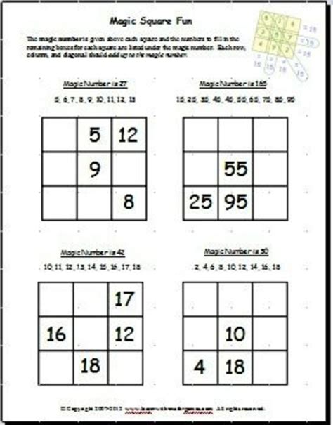 Magic Squares Worksheet — Db