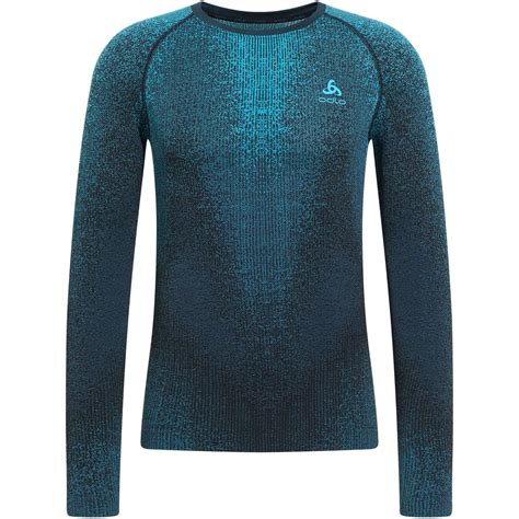 Odlo POW Blackcomb Crew Long Sleeve Base Layer Top Men Saxony Blue