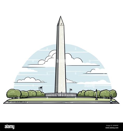 Washington Monument Hand Drawn Comic Illustration Washington Monument