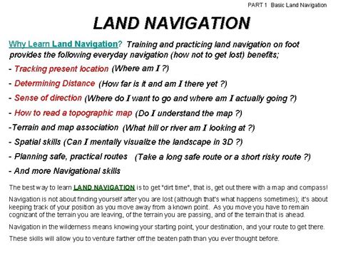 Part 1 Basic Land Navigation Part 1 Basic