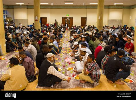 Muslim Men Prepare To Eat Iftar The Evening Meal To Break Fast During