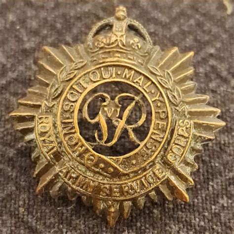 BRONZE ROYAL ARMY SERVICE CORPS Officer S Cap Badge GVI 20 00