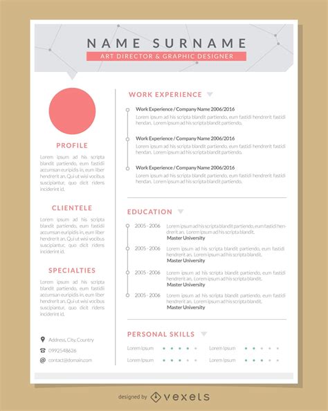 Graphic Artist Pro Resume Template Vector Download