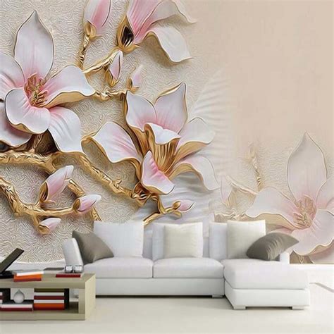 3d Flower Wall Wallpaper Gambar Bunga