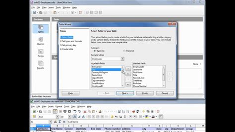 Libreoffice Base 02 Create A Table With The Table Wizard Youtube