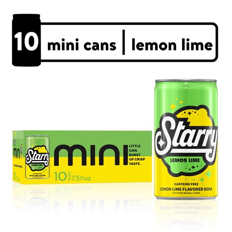 Starry Lemon Lime Flavored Soda Pop 7 5oz 10 Pack Mini Cans Walmart