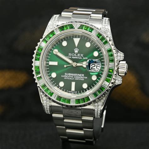 Rolex Submariner Date Sabr K White Gold Diamonds Sapphires