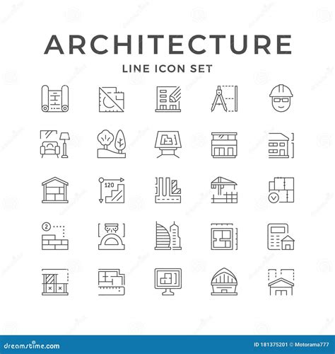 Set Line Icons Of Architecture Stock Vector Illustration Of Engineer