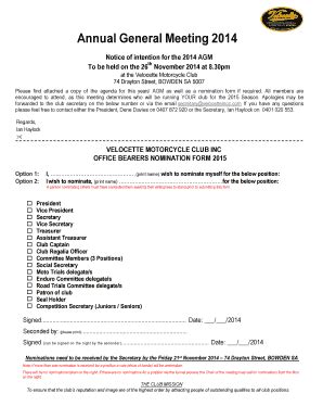 Fillable Online AGM Nomination Form Templatedocx Fax Email Print