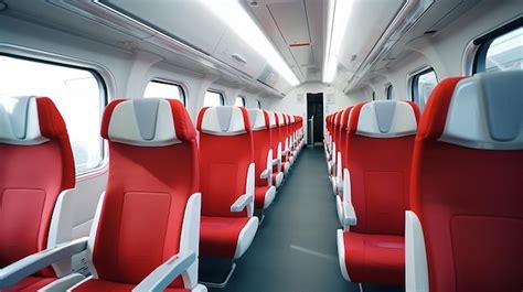 Premium AI Image | Red interior of a European economy class fast train ...