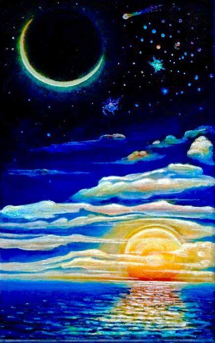 The Sun, The Moon & The Stars Art | Moon and sun painting, Moon painting, Moon stars art