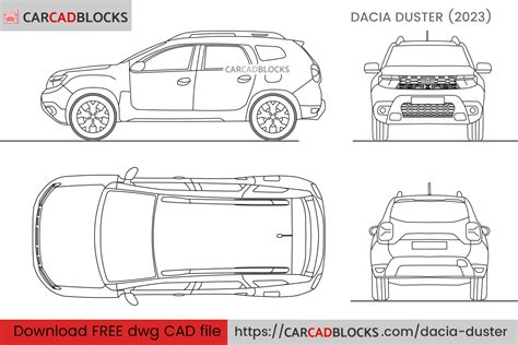 Dacia Duster 2023 Free CAD Blocks DWG File CarCadBlocks