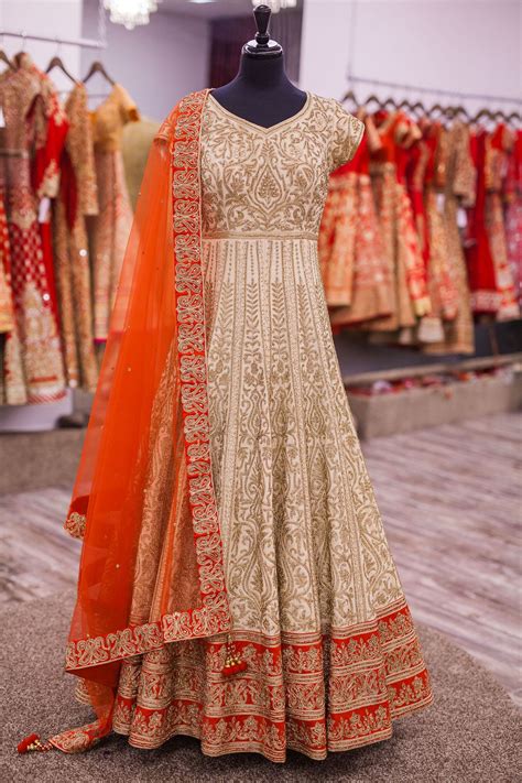 Off White Silk Anarkali With Red Dupatta Anarkali Dress Indian