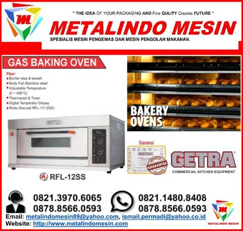 Jual Mesin Gas Oven Baking Deck Loyang Mesin Oven Roti Getra Rfl