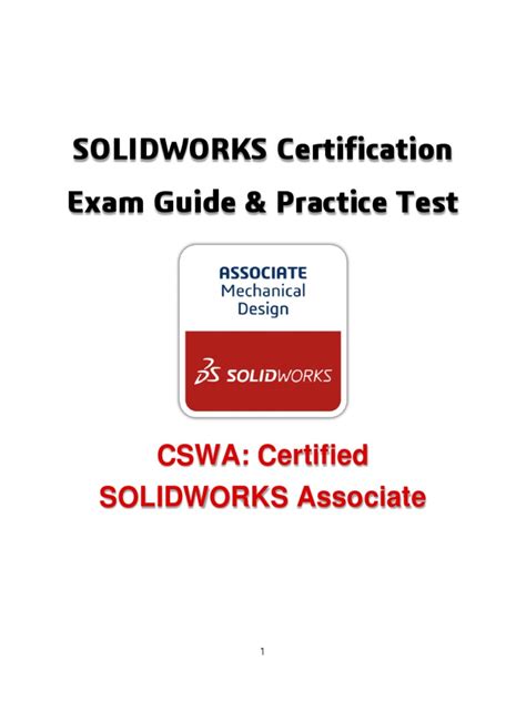 Solidworks Certification Exam Guide And Practice Test Cswa Certified Solidworks Associate Pdf