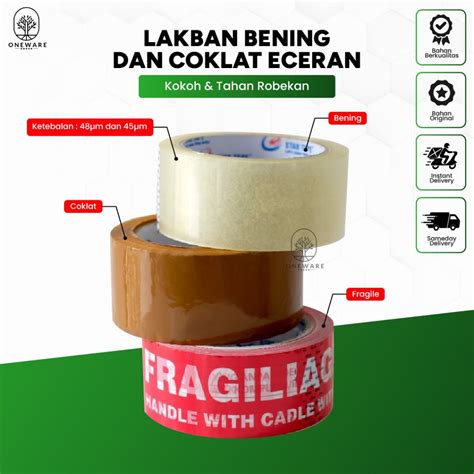 Jual Lakban Bening Coklat Fragile Mm Mm Eceran Alat Packing