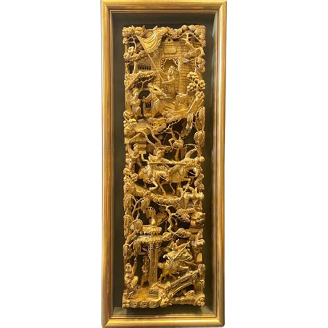 Panneau Vintage En Bois Sculpt Et Dor Chine