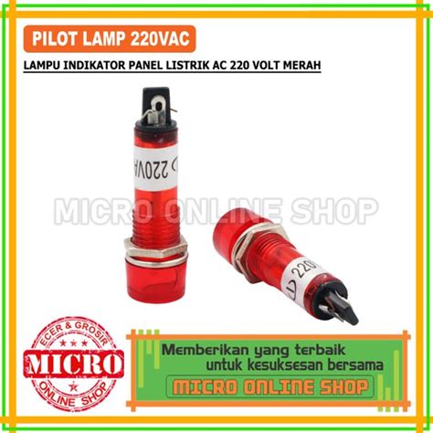 Jual Pilot Lamp AC 220V Lampu Panel Listrik Bahan Plastik Warna Merah