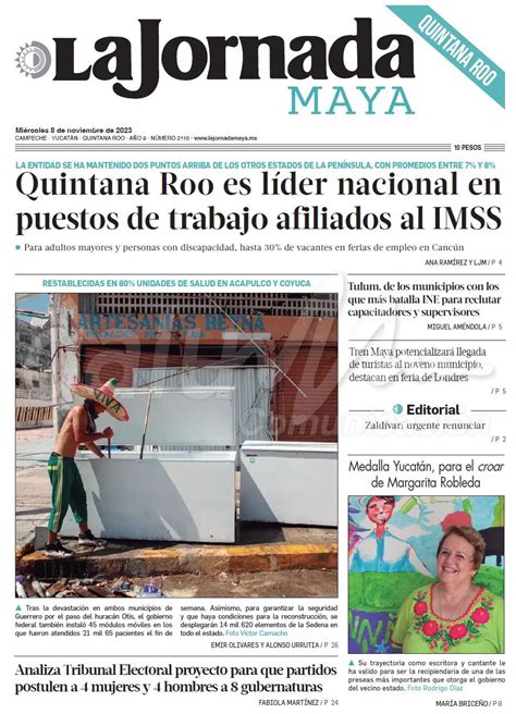 Portadas De Prensa En Quintana Roo 08 De Noviembre Del 2023