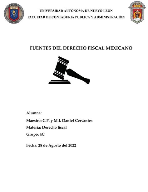 Fuentes DEL Derecho Fiscal Mexicano ACT 1 UNIVERSIDAD AUTÓNOMA DE