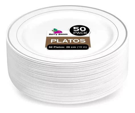 Platos Grandes Desechables Elegantes Plástico Fiesta 50 Pz Envío gratis