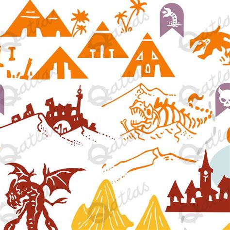 H P Lovecraft The Dreamlands Fantasy Map Builder Simple Vector Icons