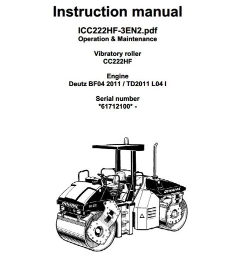 Dynapac CC222HF Operation Maintenance Manual PDF