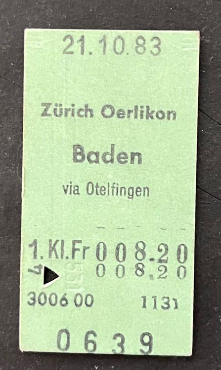 Zürich Oerlikon Baden via Otelfingen 1 Klasse 1983 Kaufen auf Ricardo