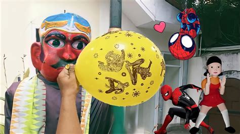 LUCU ONDEL ONDEL BETAWI TIUP BALON SPIDERMAN PECAH KELUAR SPIDERMAN