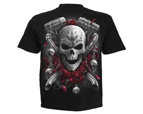 Tee Shirt Squelette Moto Motard Homme Spiral Dottd Bikers