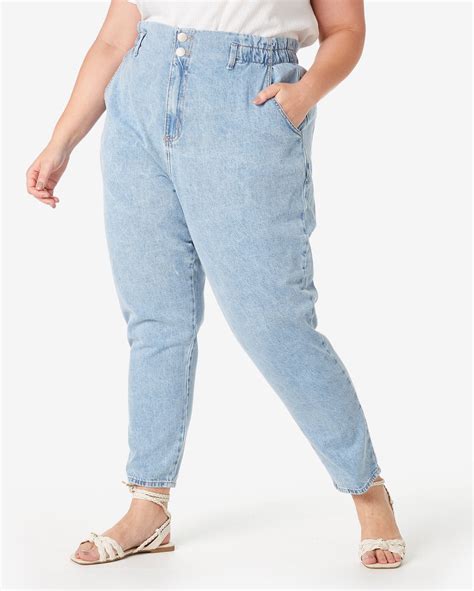 Riachuelo Cal A Jeans Plus Size Feminina Paper Bag Denim Claro Filipa