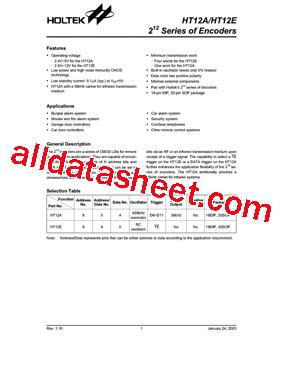 HT12E Datasheet(PDF) - Holtek Semiconductor Inc