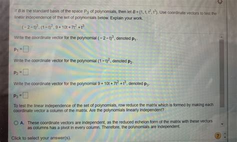 Solved If B Is The Standard Basis Of The Space P Of Chegg