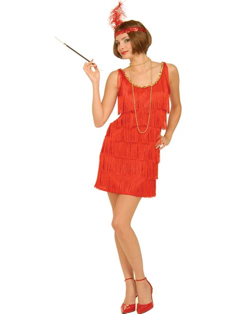 1920s Red Fringe Flapper Girl Womens Costume