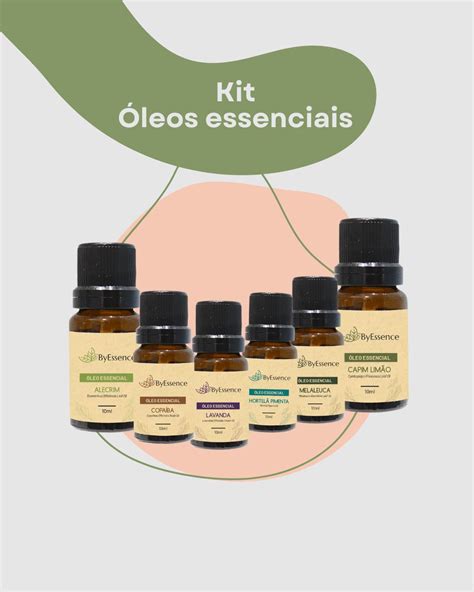 Kit 6 Óleos Essenciais ByEssence Hortelã Pimenta Lavanda e Melaleuca