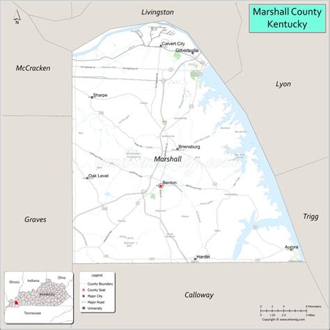 Map of Marshall County, Kentucky - Where is Located, Cities, Population ...