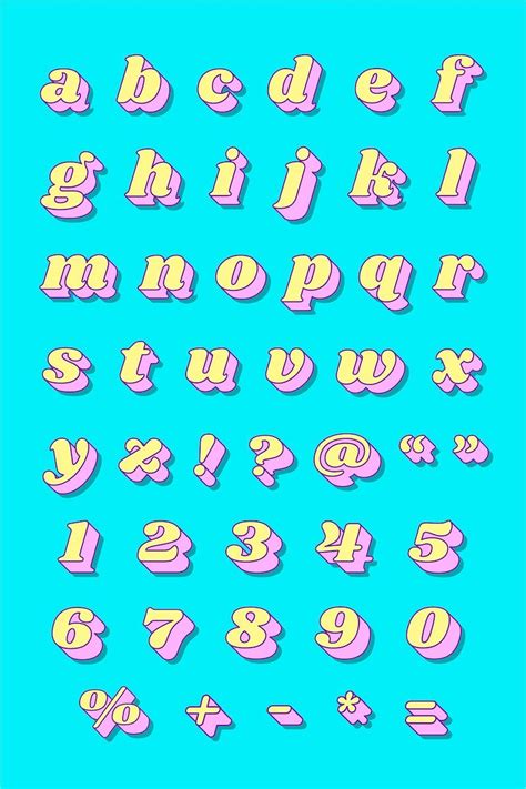 Download free vector of Bold alphabet number set vector retro ...