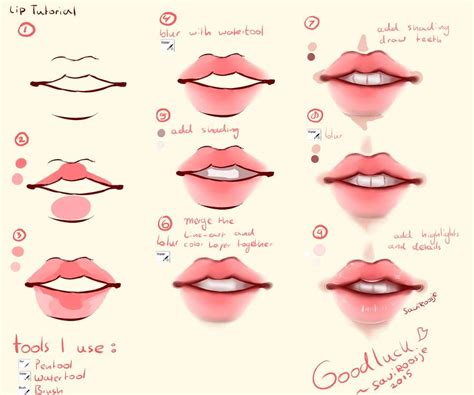 Step By Step Lip Tutorial By Saviroosje Lips Drawing Anime Lips