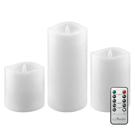 Stonebriar Collection White Real Wax Led Candle Set 3 Pk Sb 6339a The Home Depot