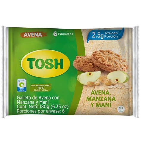 Galleta Tosh Avena Manzana Y Mani X 6Und X 180G TOSH | falabella.com
