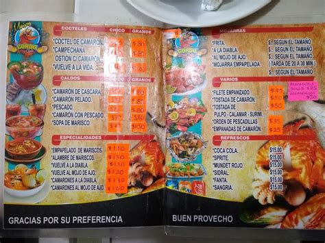 Menu At Mariscos El Gordo Chucho Restaurant Naucalpan