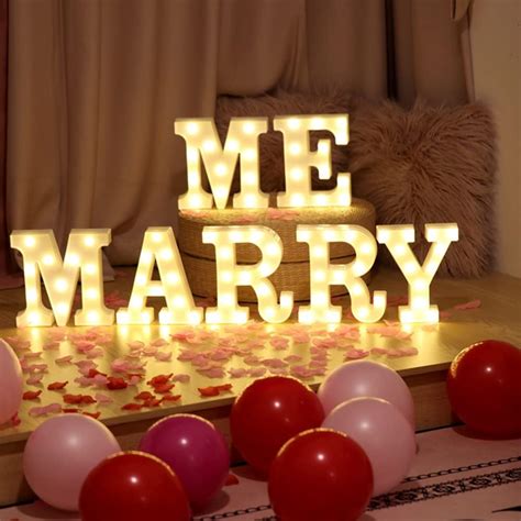 LIZHOUMIL Marry ME Light Up Letters Proposal Decorations Marry Me LED