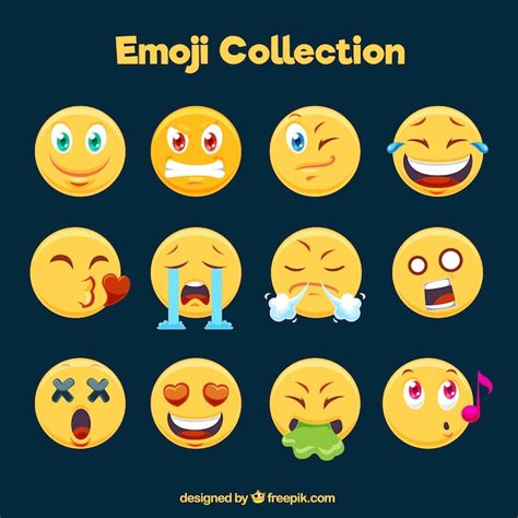 Grande coleção de emoticons engraçados no design plano Vetor Grátis