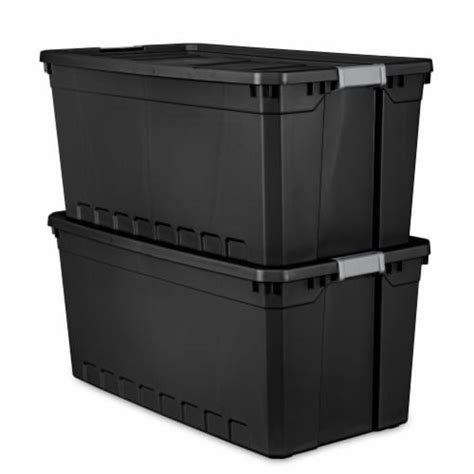 Sterilite 50 Gal Rugged Industrial Stackable Storage Tote W Lid Black