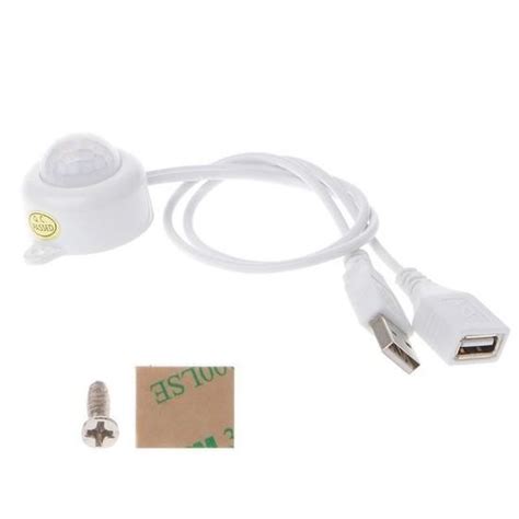 Blanche Capteur De Mouvement Infrarouge PIR Avec Prise USB 5 24V 5A