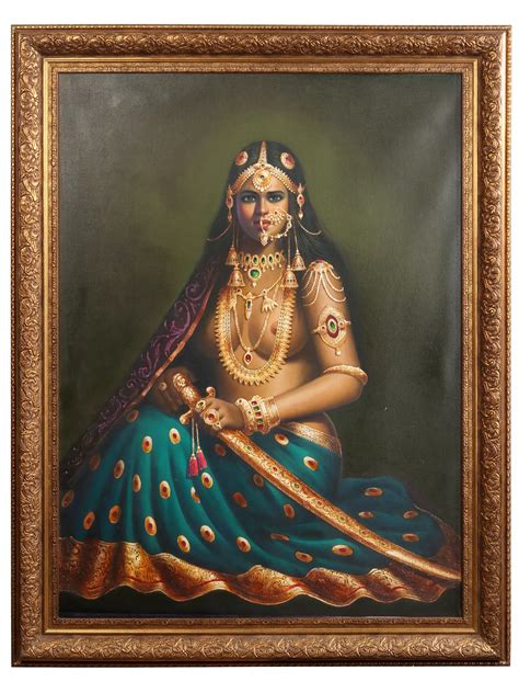 Sitting Sword Lady Oil Painting On Canvas Without Frame Exotic