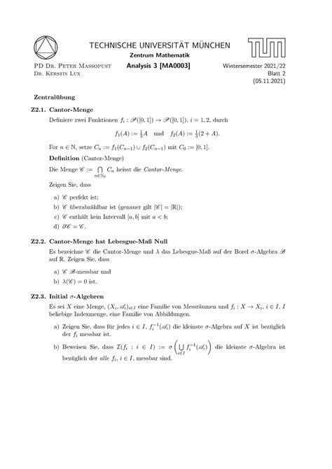 Bungsblatt Mit Z T Ha Technische Universit At M Unchen