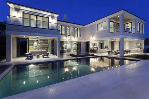 Boca Raton Home For Sale Modern Mansion With Pool At Night