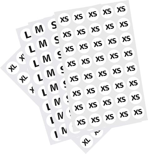 Clothing Size Round Stickers Labels Apparel Self Adhesive 075 5 Sizes Xs S M